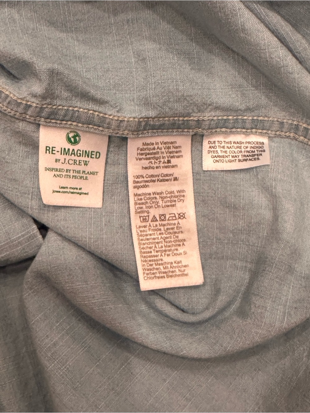 J. Crew Factory Chambray Classic Button Down Top Neutral Versatile Sz 2X - Picture 13 of 16